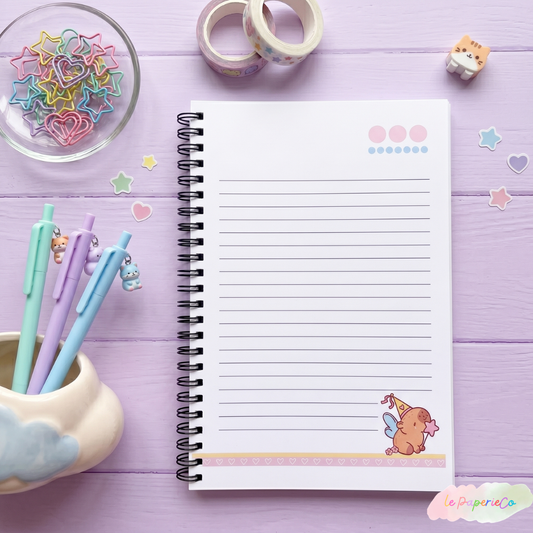 Kawaii Capybara Notebook Half Letter Size 5.5x8.5 in | Cute Animal Journal – Le Paperie Co