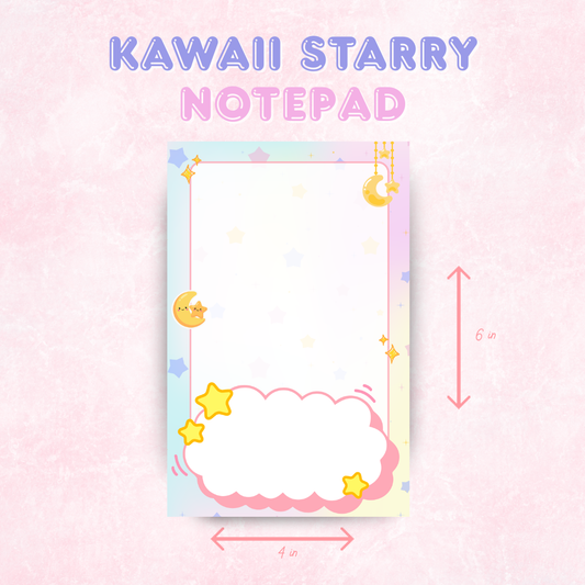 Kawaii Starry Notepad | 50 pages (4x6 in)