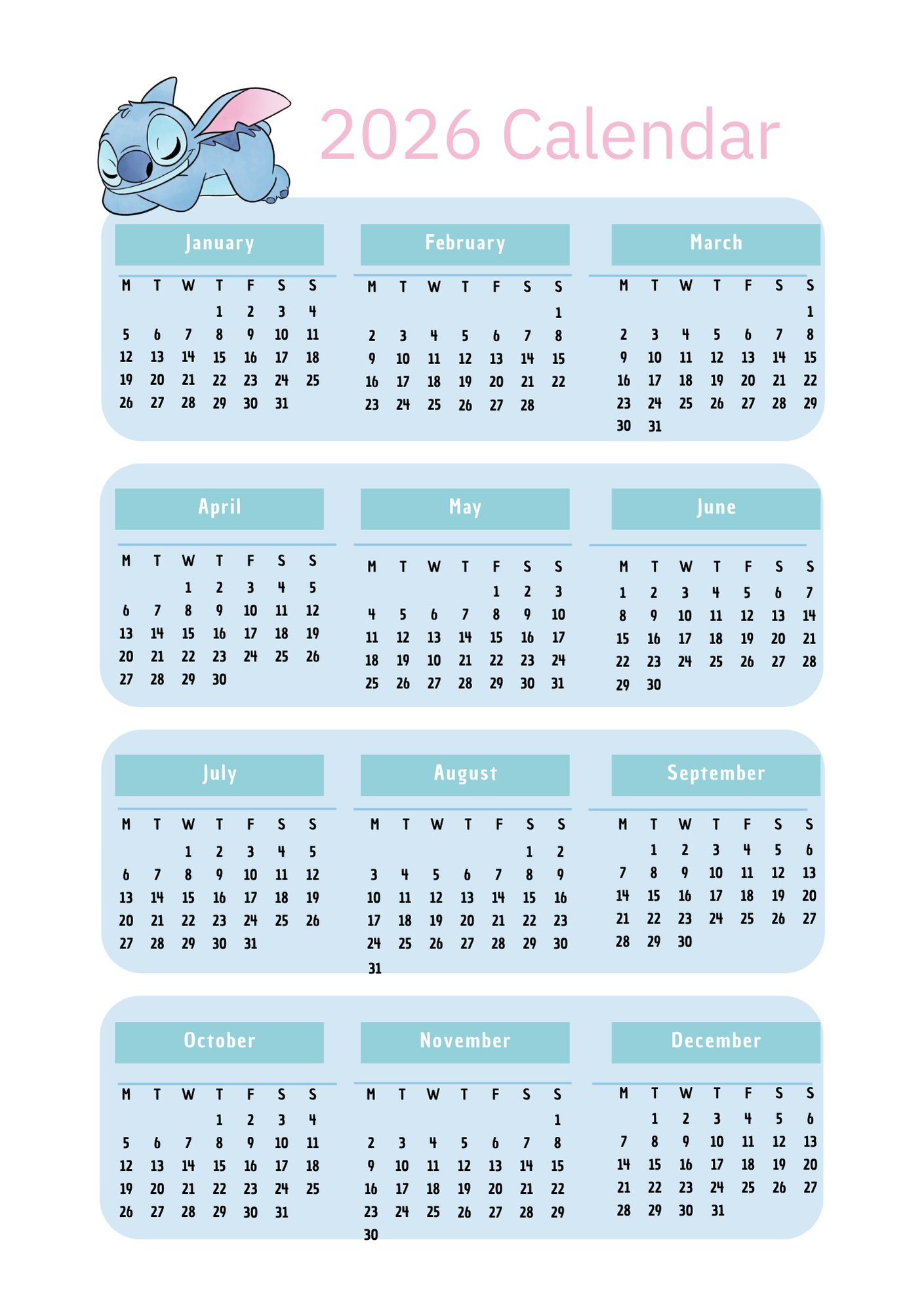 Stitch Inspired 2026 Planner | Digital Download