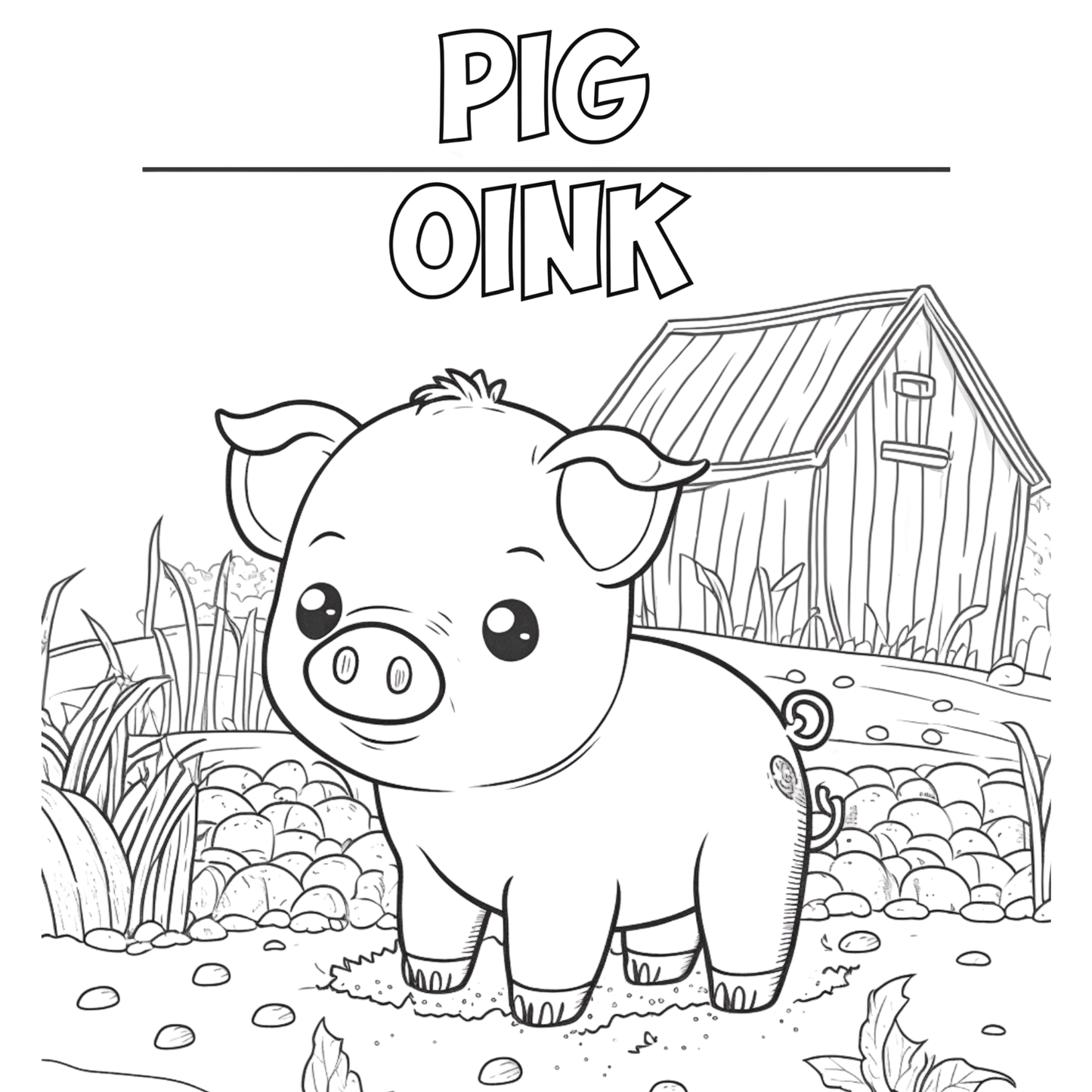 Farm Animals Names & Sounds Coloring Book | 8x8 in