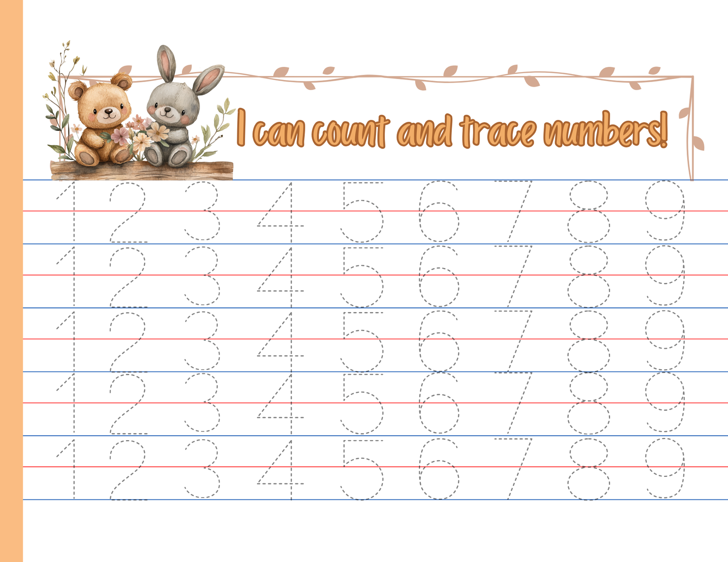 Number Tracing Pad - Animal Theme | Digital Download