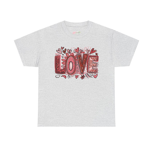 Love Doodle T-Shirt | Hand-Drawn Hearts, Valentine Typography