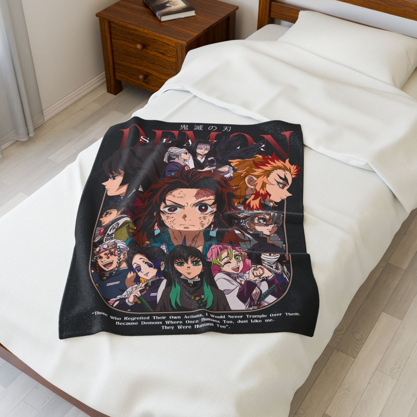 Demon Slayer Character Collage Blanket | Velveteen Plush Blanket