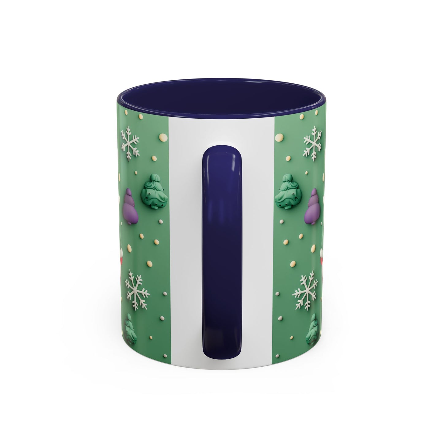 Whimsical Santa Pattern Accent Coffee Mug | Christmas Santa Snowflakes 11oz 15oz