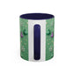 Whimsical Santa Pattern Accent Coffee Mug | Christmas Santa Snowflakes 11oz 15oz