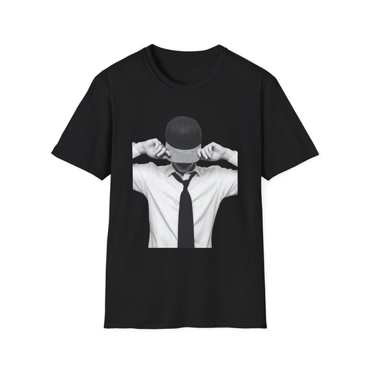 Man in Tie and Cap T-Shirt | Monochrome Portrait Tee