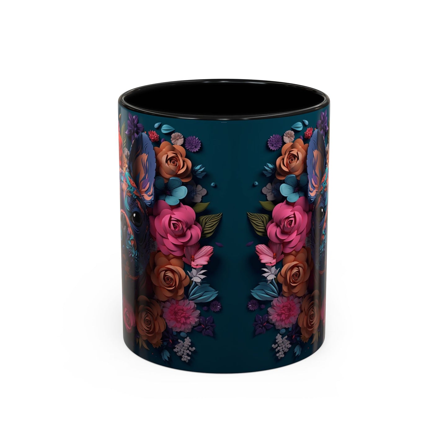 Floral French Bulldog Accent Coffee Mug - Colorful Dog Art 11/15oz