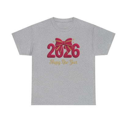 2026 Happy New Year Tee — Festive Ribbon New Year’s Day T-Shirt