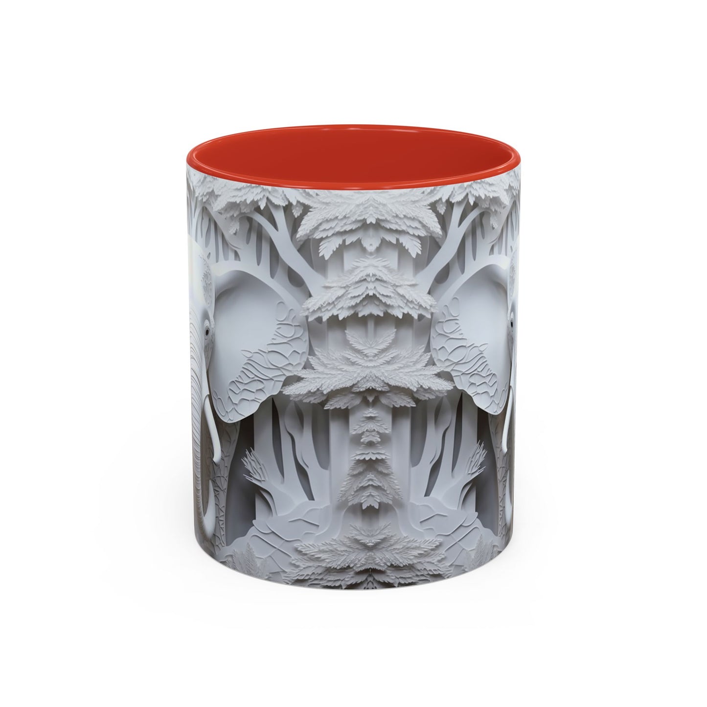 Elephant Relief Accent Coffee Mug  Grey Carved Jungle Design (11/15oz)