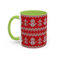 Snowman Knit Pattern Accent Mug | Christmas Holiday Coffee Cup