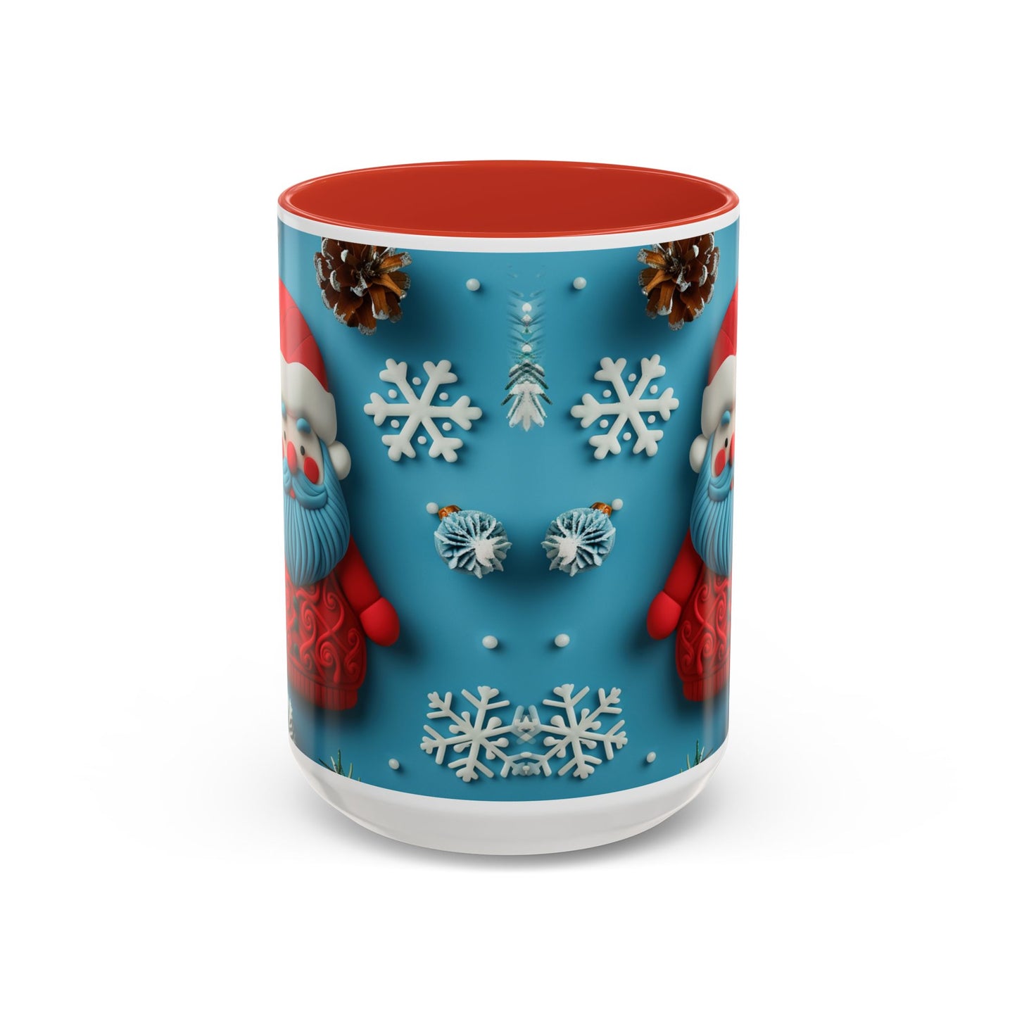 Blue Santa Claus Mug | Snowflakes Holiday Coffee Mug