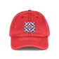Embroidered Vintage Quilted Star Cap — Distressed Red Baseball Hat