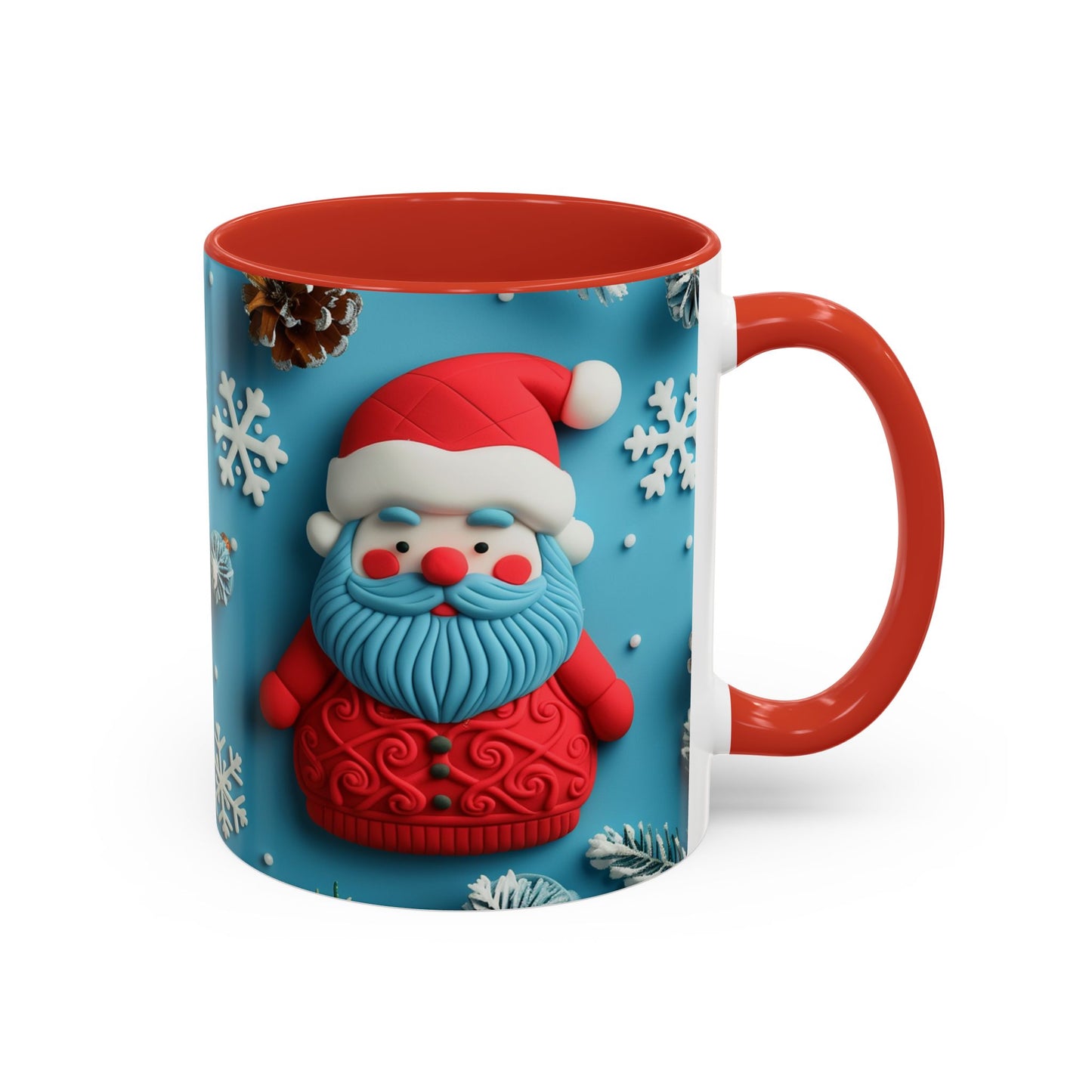 Blue Santa Claus Mug | Snowflakes Holiday Coffee Mug
