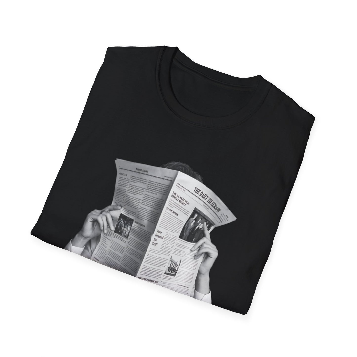 BTS  Reading Newspaper T-Shirt | Vintage Illustration, Retro Newsprint Tee