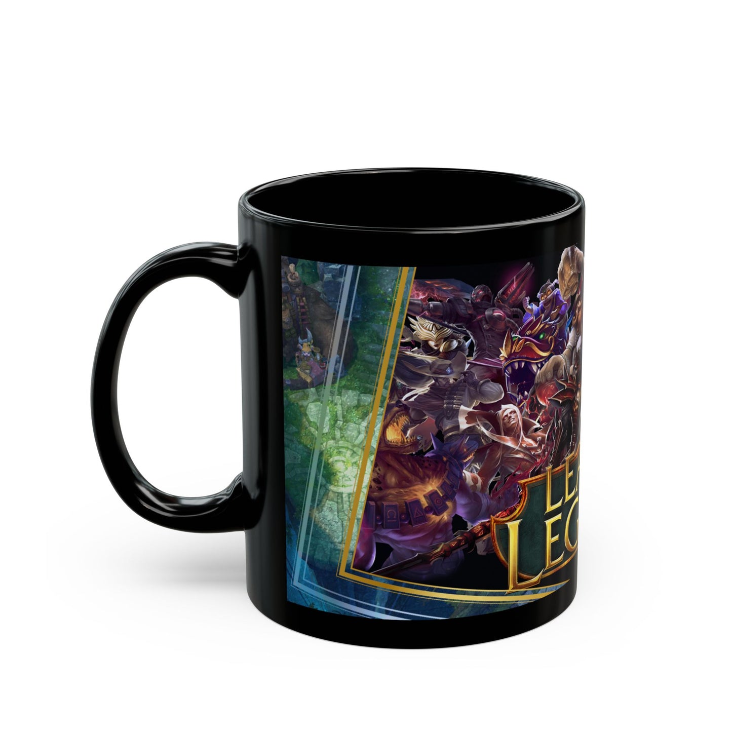 League of Legends Black Ceramic Mug Champion Collage