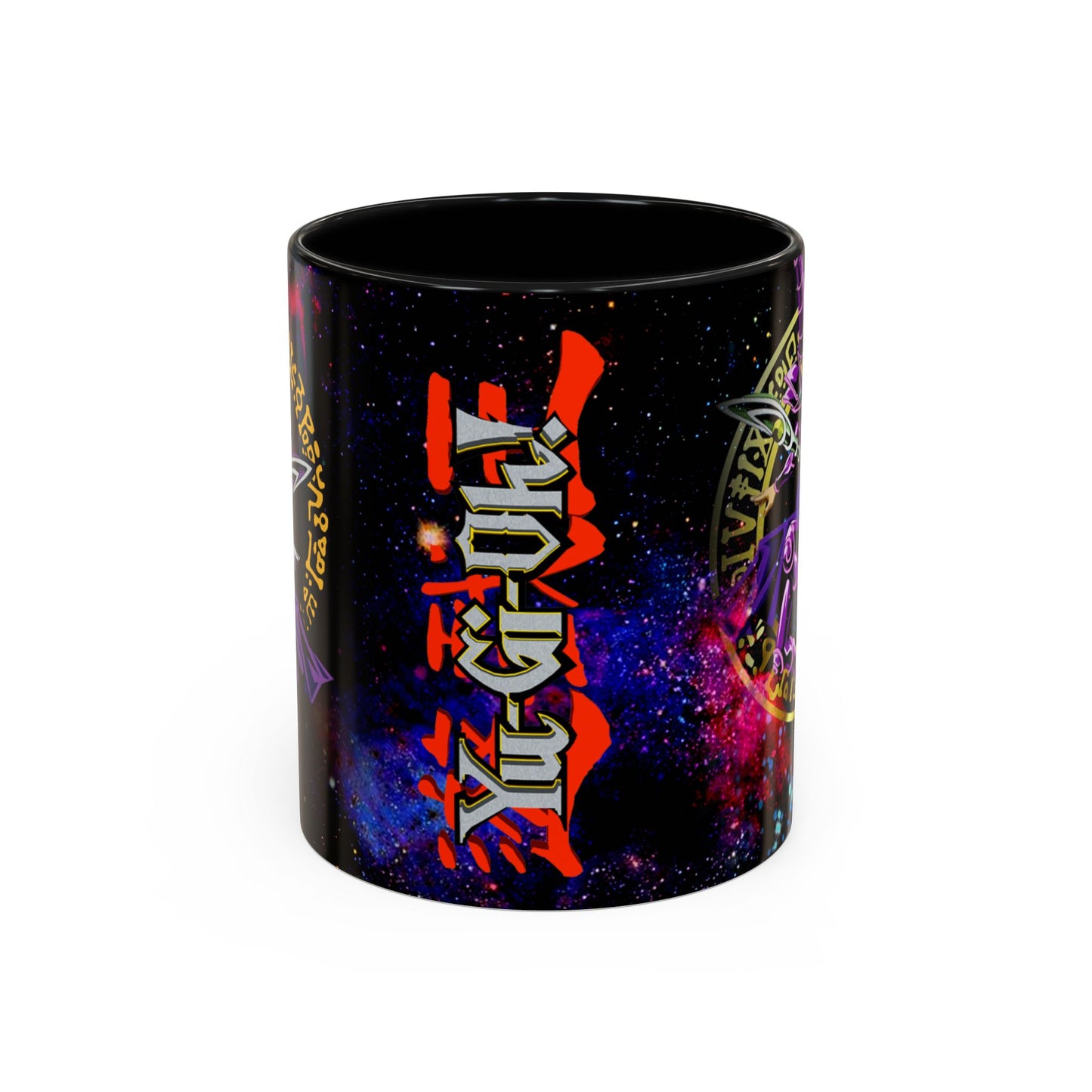 Yu-Gi-Oh! Dark Magician & Dark Magician Girl Accent Coffee Mug | Anime Duelist Galaxy Design (11/15oz)