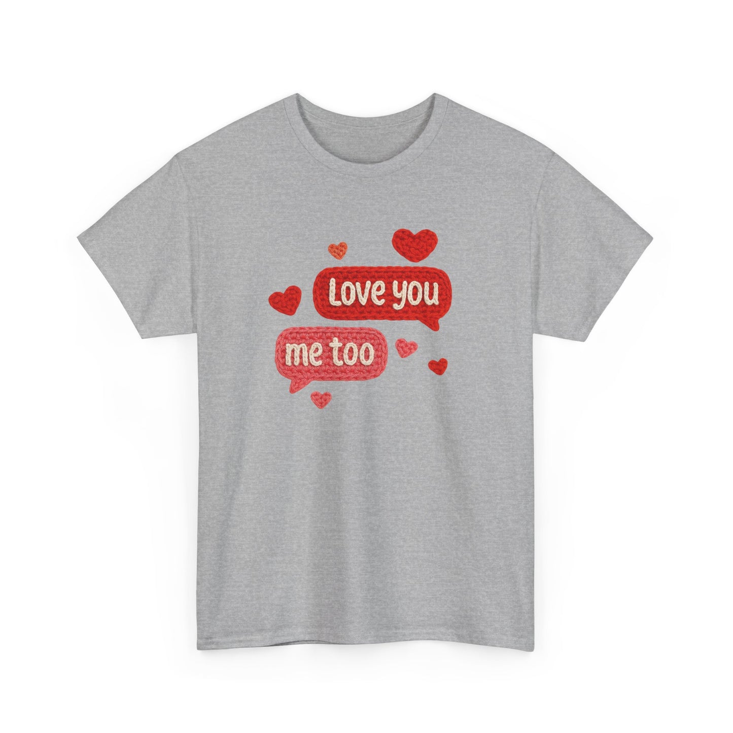 Love You Me Too text hearts Tee | Valentine conversation heart shirt