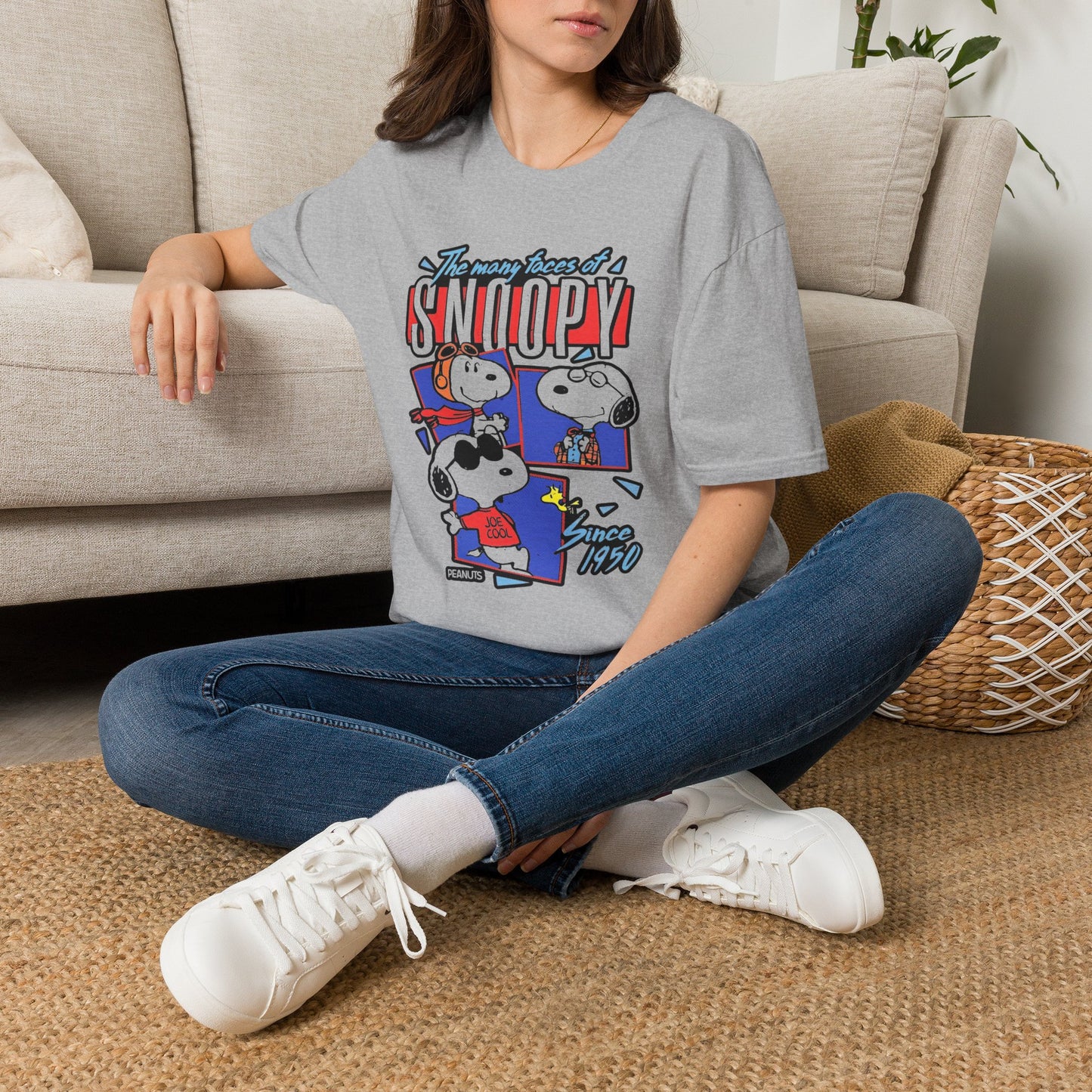 Snoopy Graphic T-Shirt — "The Many Faces of Snoopy" Retro Cartoon Tee