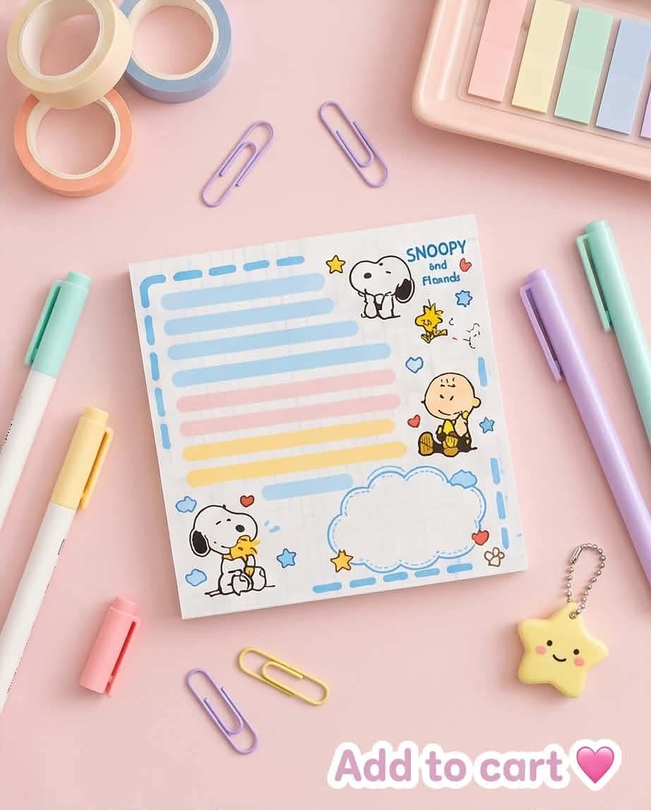 Snoopy and Friends Memo Pad — Cute Snoopy Memo Pad for School, Office & Everyday Notes
