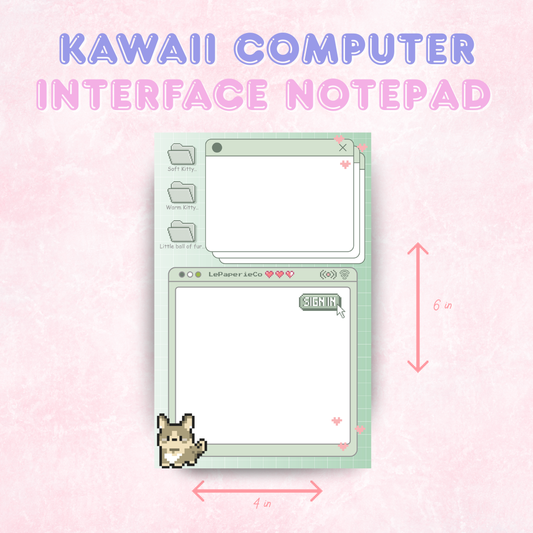 Kawaii Computer Interface Notepad | 50 pages (4x6 in)