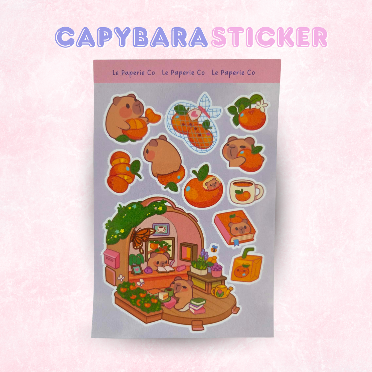 Kawaii Capybara Sticker Sheet | Adorable Cartoon Laptop Decal
