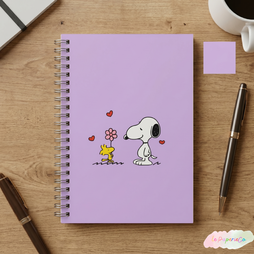 Kawaii Snoopy and Woodstock Flower Notebook | A5 (5.82 x 8.26 in)