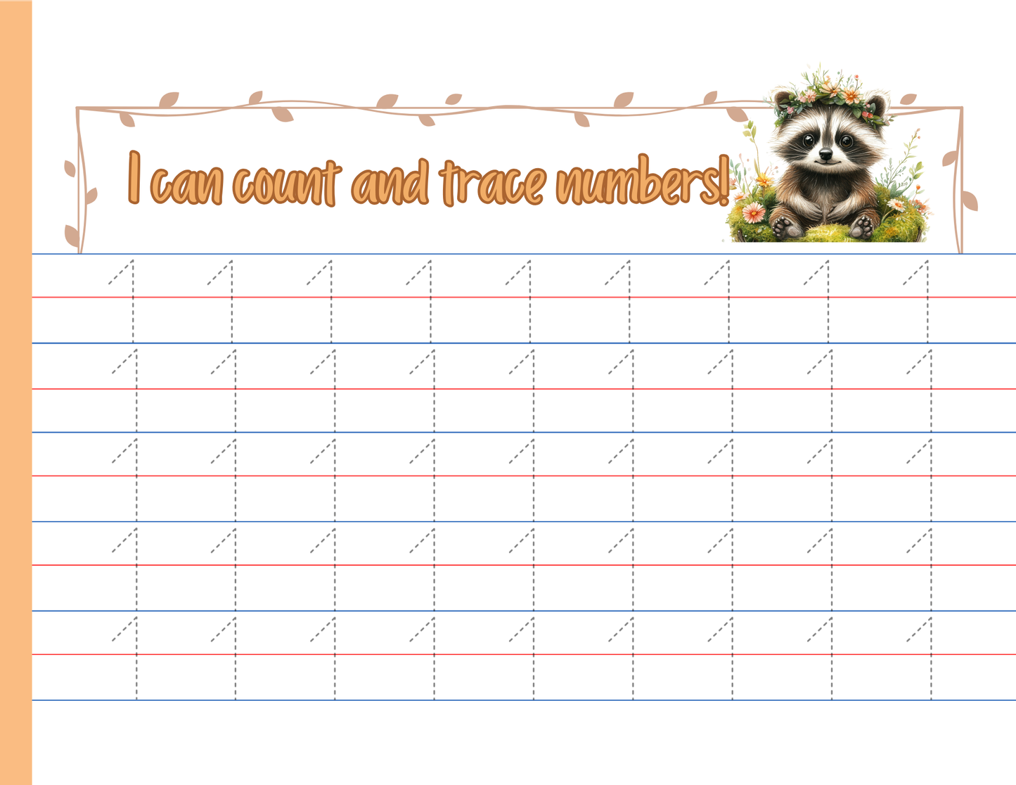 Number Tracing Pad - Animal Theme | Digital Download