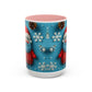 Blue Santa Claus Mug | Snowflakes Holiday Coffee Mug