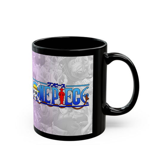 One Piece Anime Logo Black Mug Pirate Crew Coffee Cup