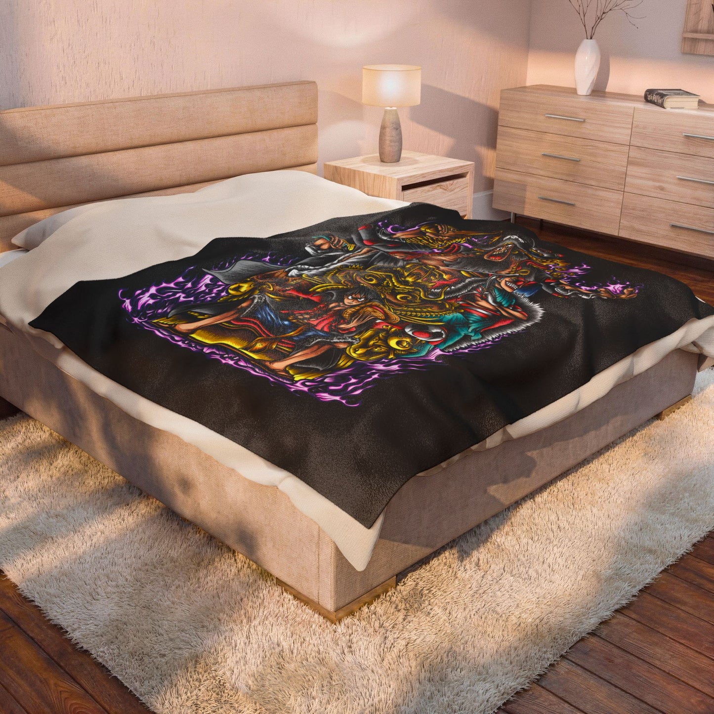 One Piece Straw Hat Crew Blanket | Anime Pirate Crew Velveteen Throw
