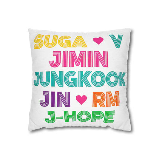 BTS Members Names Pillowcase | Square Pillowcase
