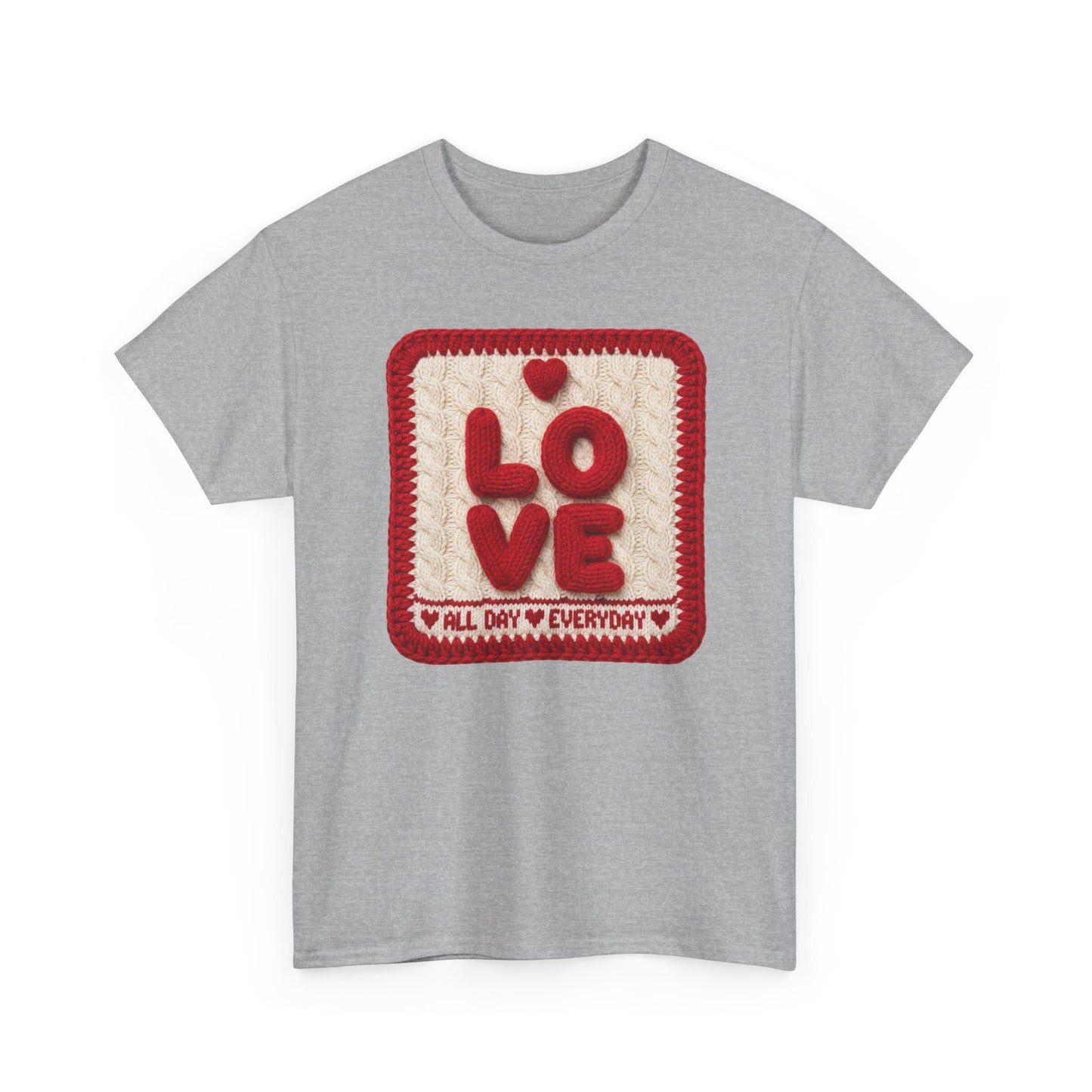 Love Patch T-Shirt — 'Love All Day Everyday' Retro Heart Graphic Tee