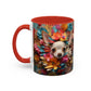 Chihuahua Floral Wreath Accent Coffee Mug Colorful Pet Lover Gift (11/15oz)