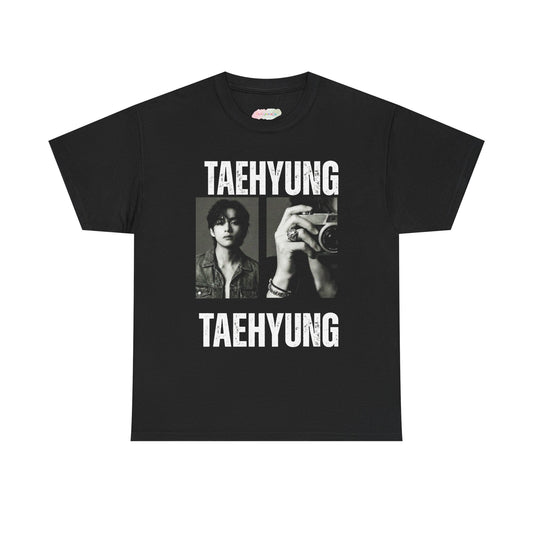 Taehyung Photo Collage Tee | Black Graphic T-Shirt BTS Shirt
