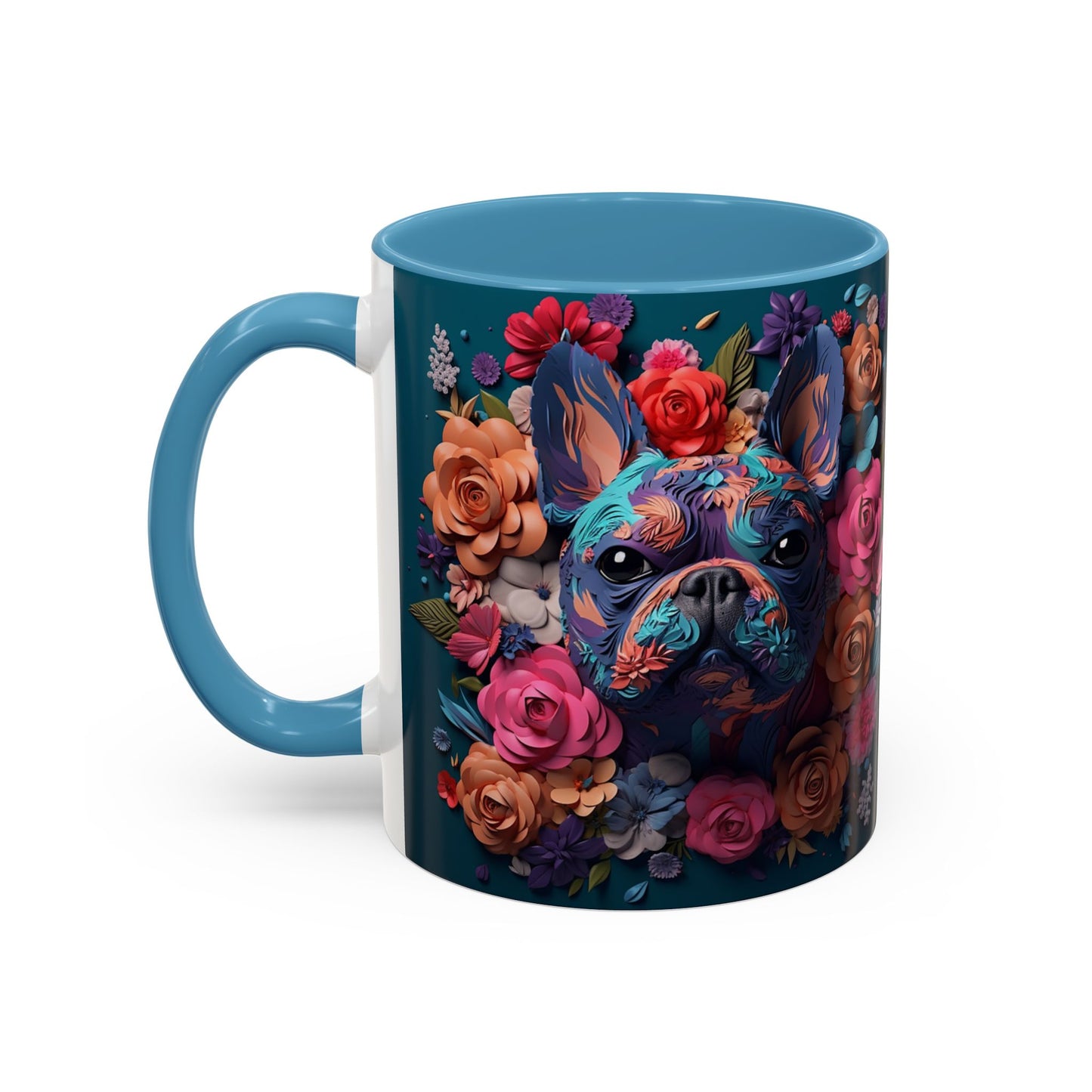 Floral French Bulldog Accent Coffee Mug  Colorful Dog Art 11/15oz