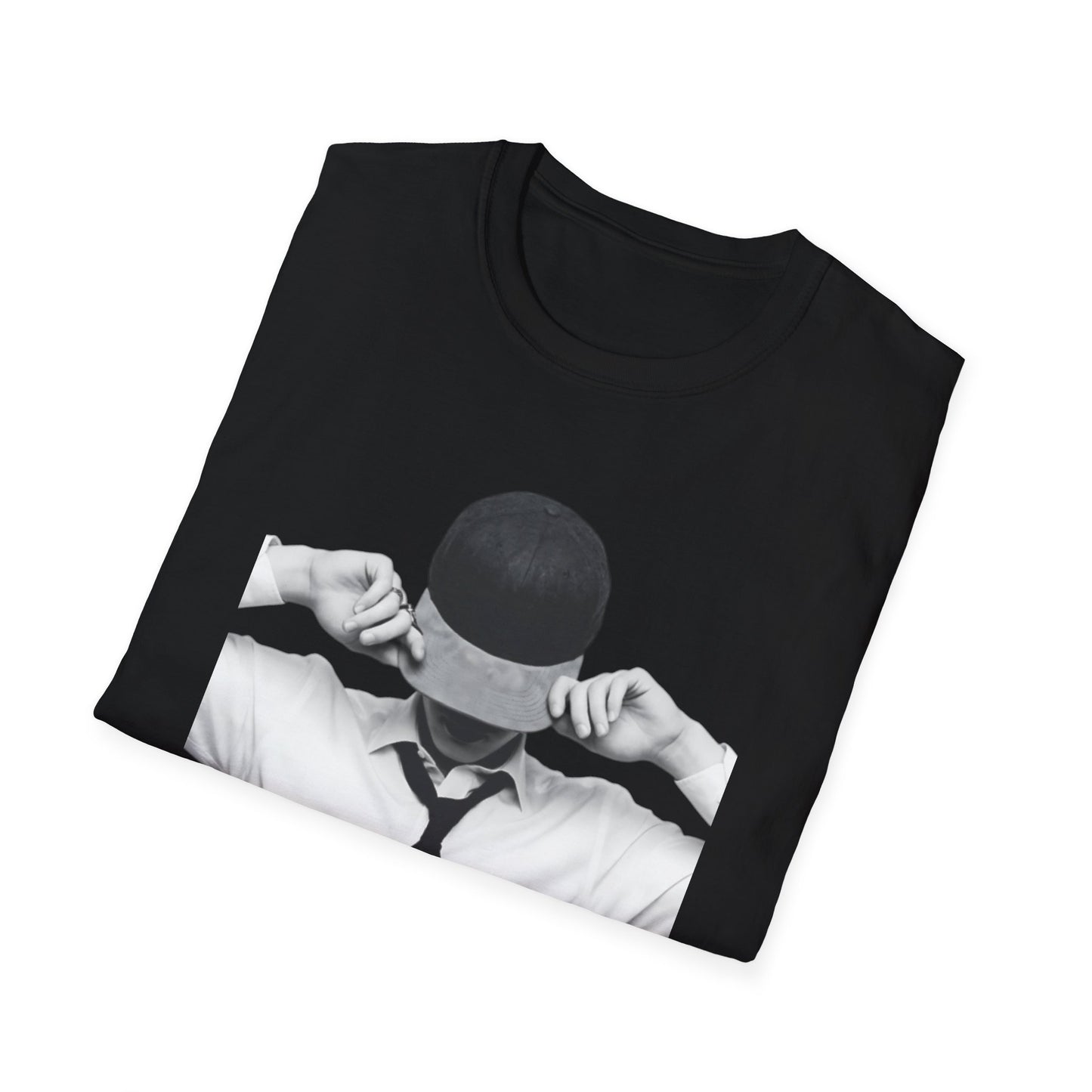 Man in Tie and Cap T-Shirt | Monochrome Portrait Tee