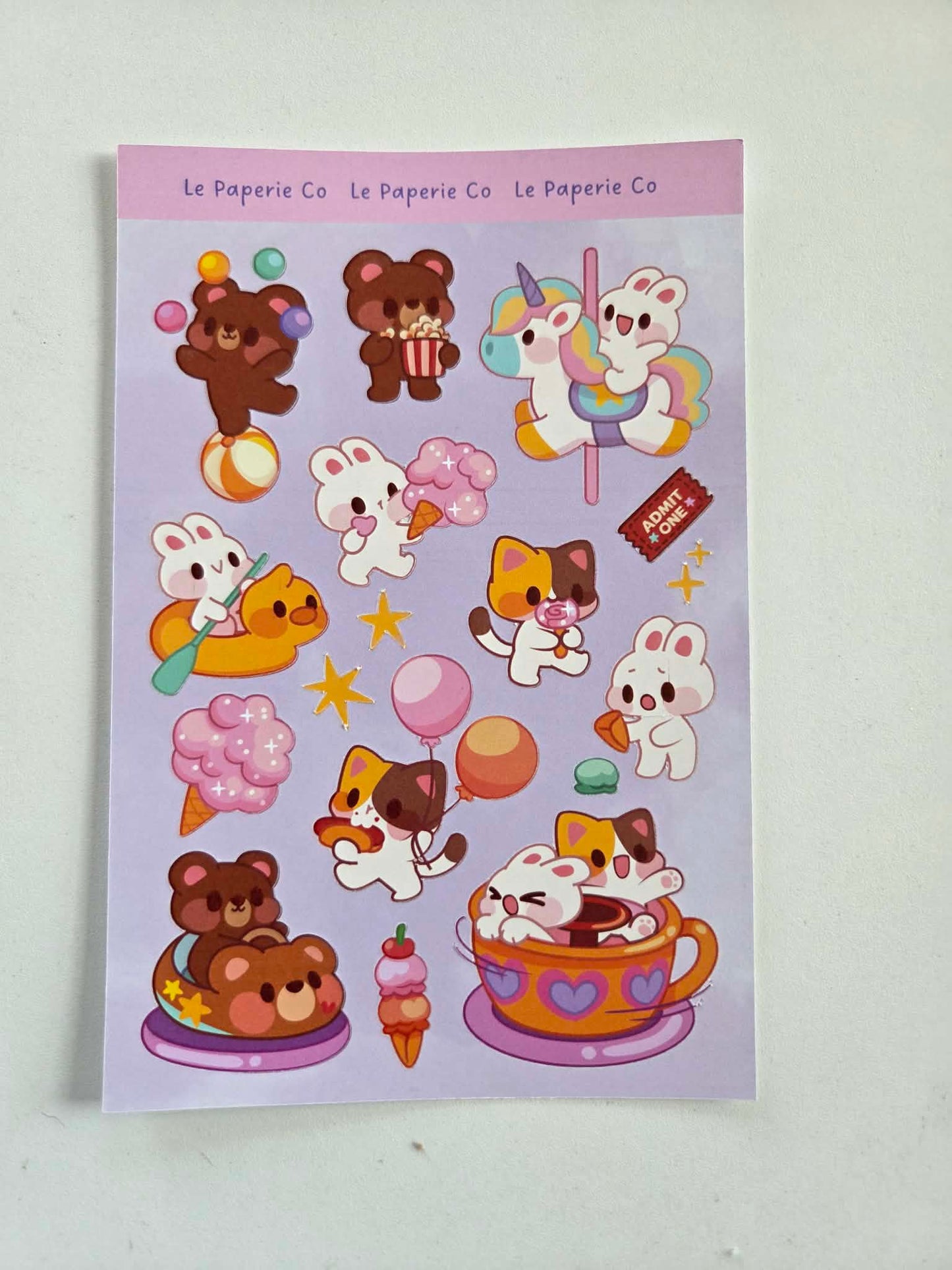 Kawaii Chibi Carnival Sticker Sheet | Carnival Laptop Decal