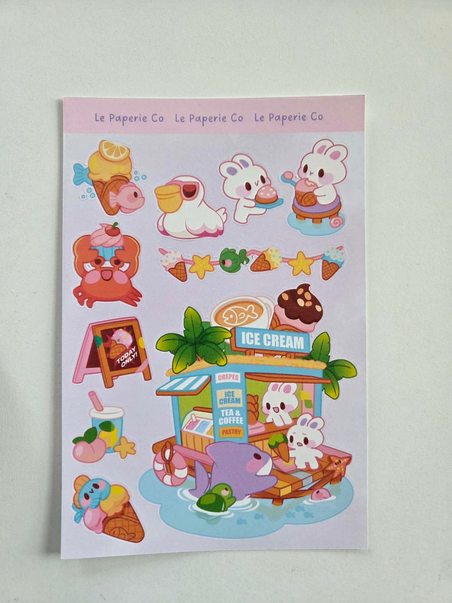 Kawaii Ice Cream Shop Sticker Sheet | Ice Cream Shop Laptop Decal