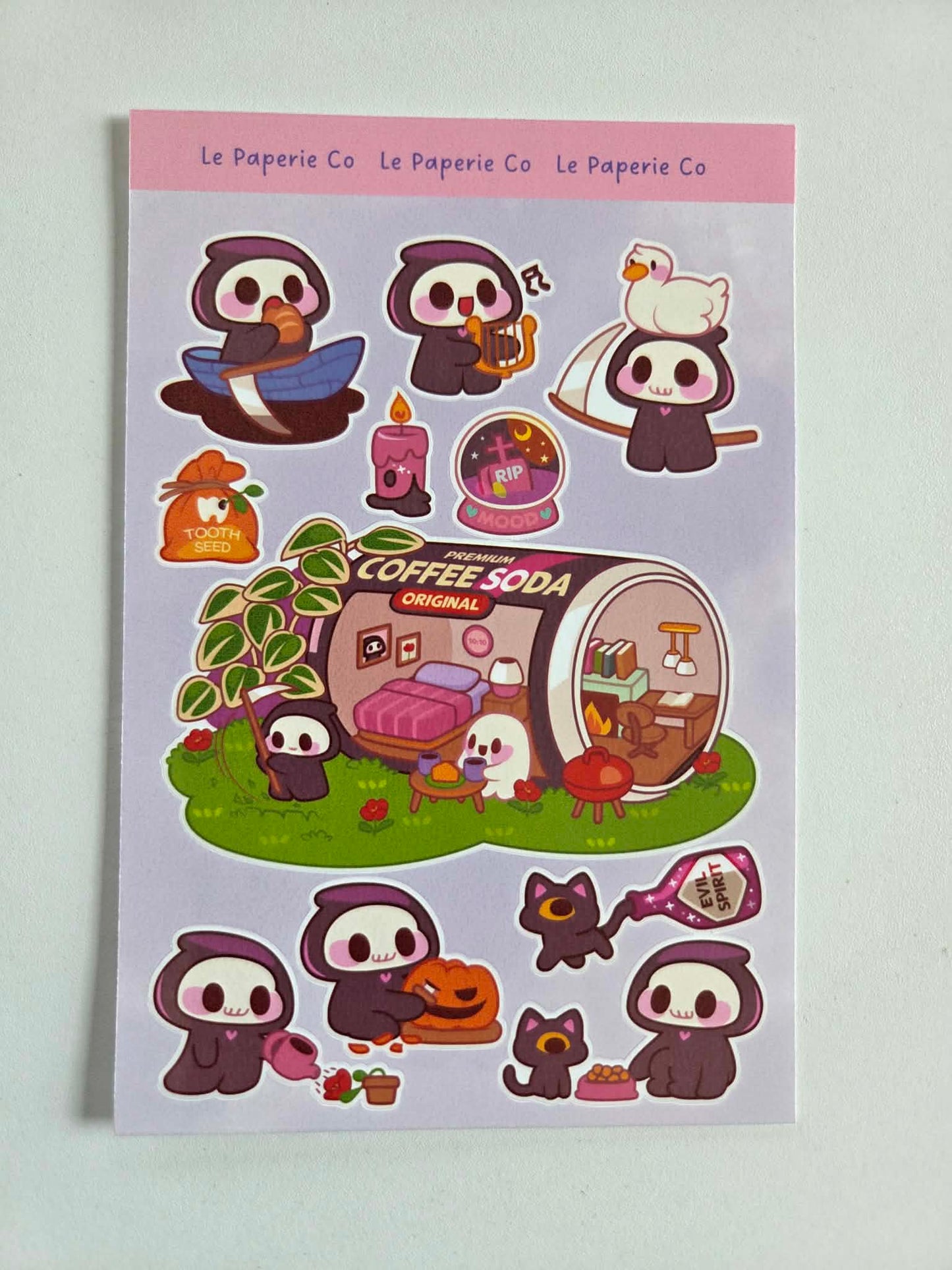 Chibi Grim Reaper Sticker Sheet | Planner, Laptop Decal (4x6 Inch)