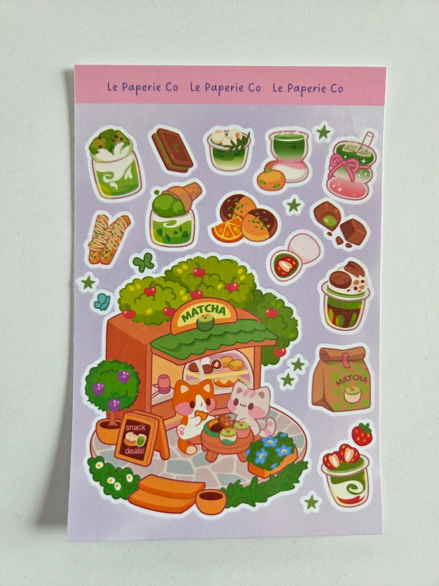 Kawaii Matcha Sticker Sheet | Smiling Matcha Cup Decal