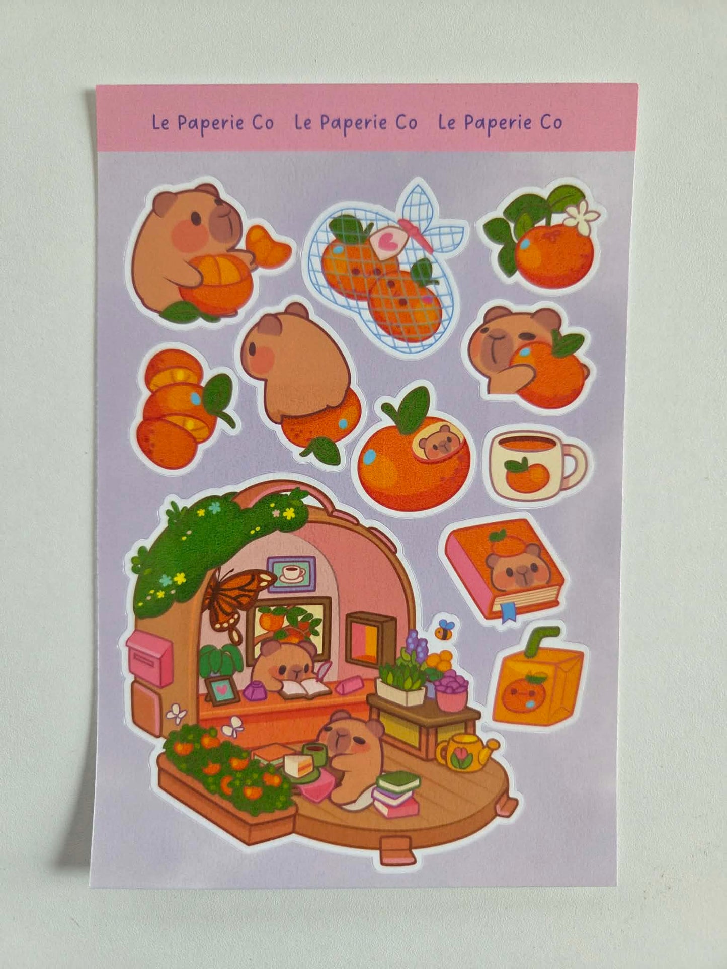 Kawaii Capybara Sticker Sheet | Adorable Cartoon Laptop Decal