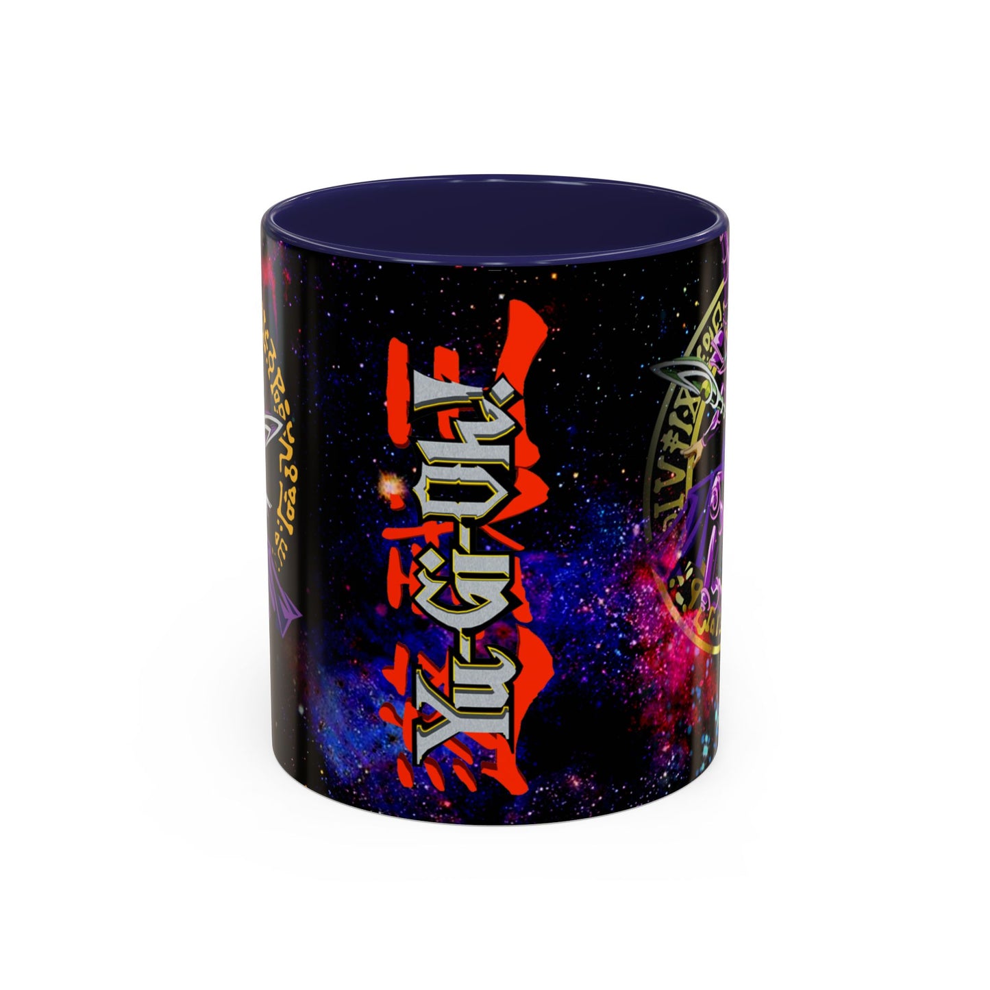 Yu-Gi-Oh! Dark Magician & Dark Magician Girl Accent Coffee Mug | Anime Duelist Galaxy Design (11/15oz)