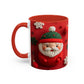 Cute Santa Pattern Accent Coffee Mug | Christmas Holiday Snowflakes