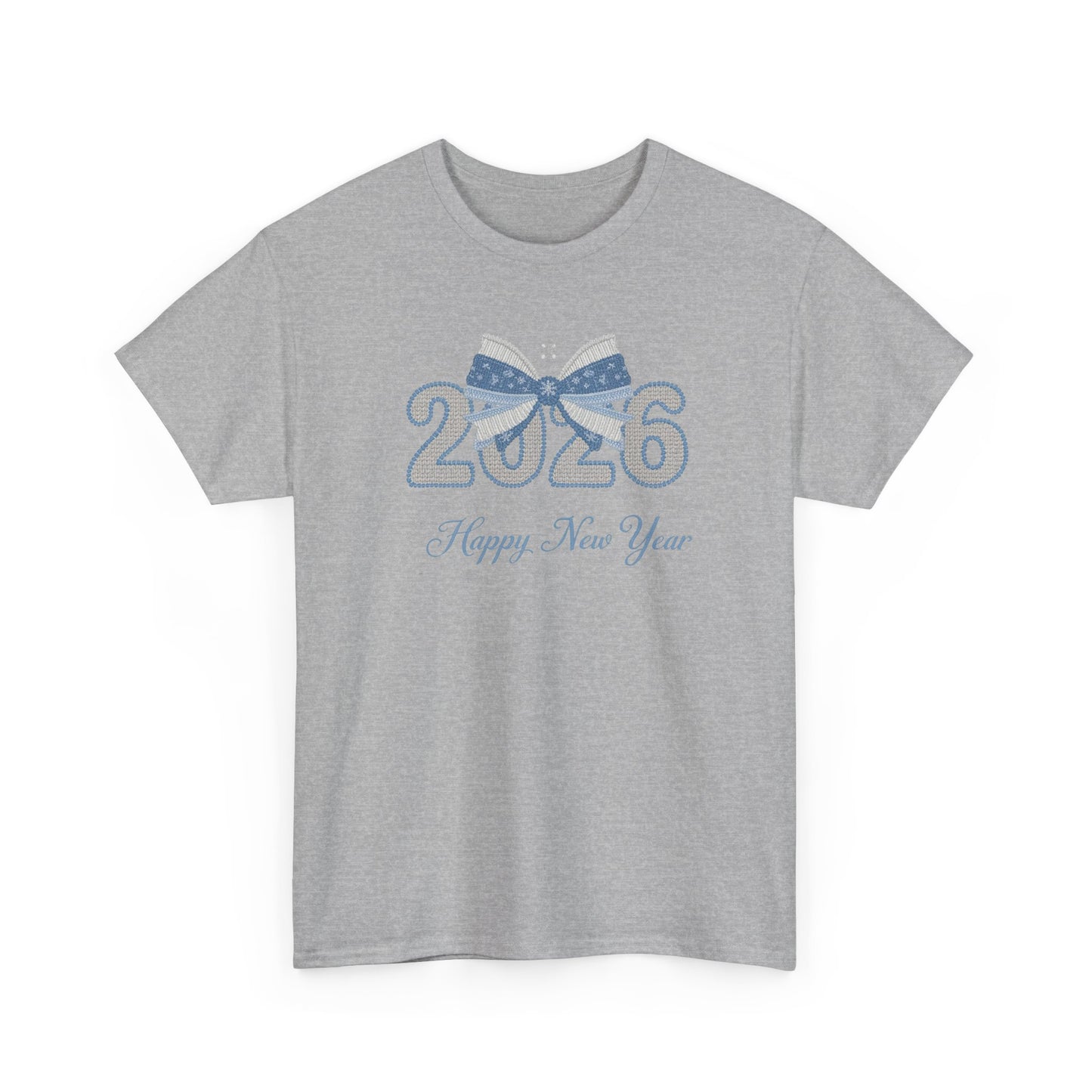 2026 Happy New Year Tee Festive Blue Bow New Year T-Shirt