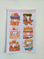 Kawaii Food Stands Sticker Sheet | Planner Laptop Decal (4x6 Inch)