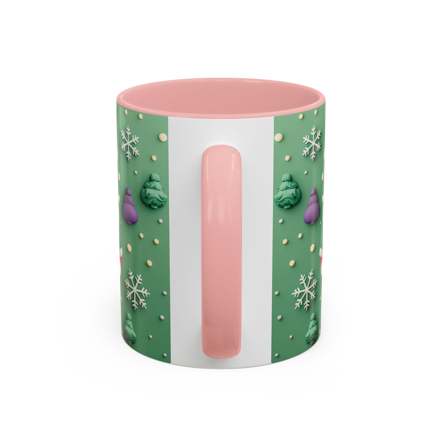 Whimsical Santa Pattern Accent Coffee Mug | Christmas Santa Snowflakes 11oz 15oz
