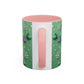 Whimsical Santa Pattern Accent Coffee Mug | Christmas Santa Snowflakes 11oz 15oz