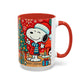 Yellow Santa Holiday Mug | Christmas Accent Coffee Mug (11,15oz)