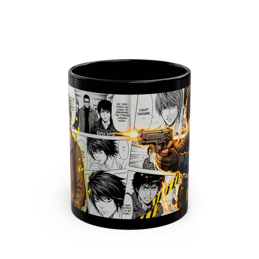 Death Note-Style Manga Panel Black Mug — 'Touta Matsuda' Anime Coffee Cup (11oz/15oz)