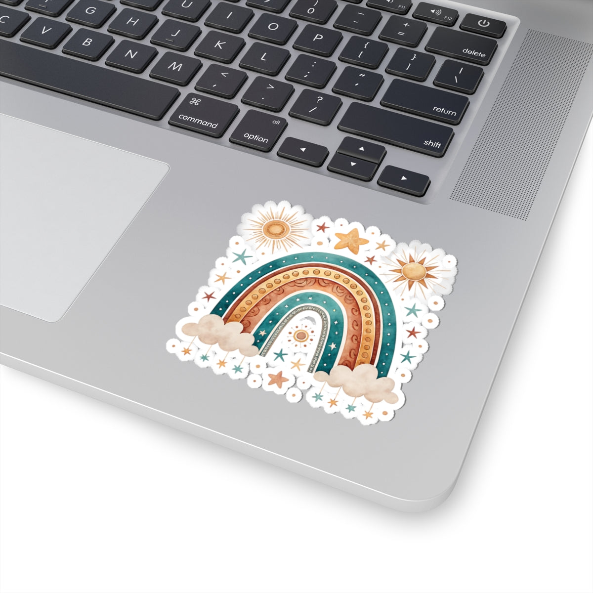 Boho Rainbow Sticker — Sun, Stars & Clouds Kiss-Cut Decal